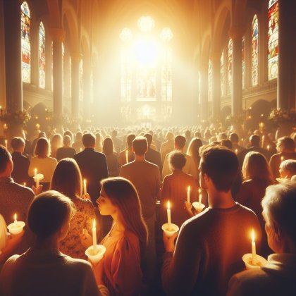En prière, à l'Eglise